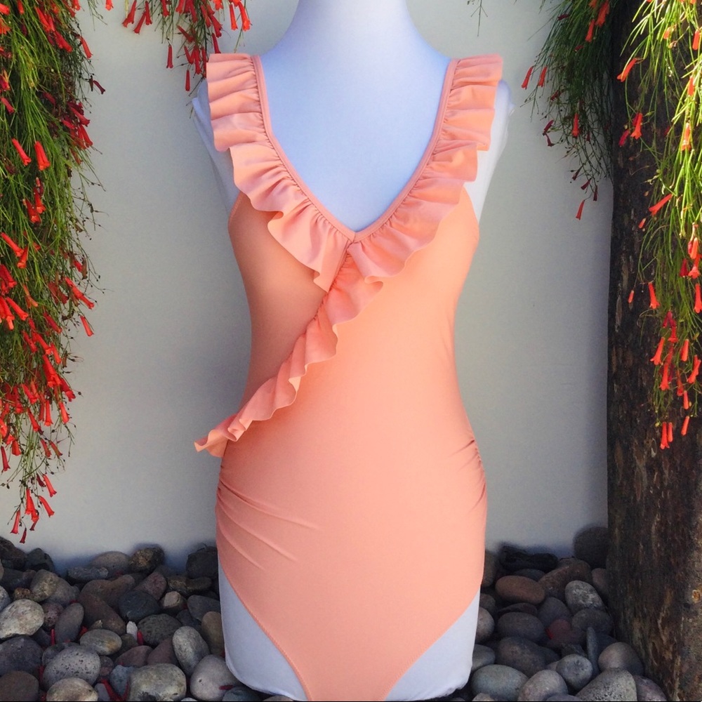 Ruffled Peach Swimsuit